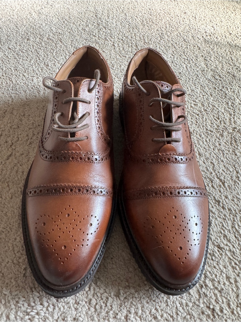 Vince Camuto Men's Tan Leather Brogue Oxford Shoes Sz 11.5